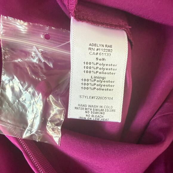 NWT Adelyn Rae Edna Draped Orchid Cocktail Long Sleeve Mini Dress Size Medium - Picture 5 of 7